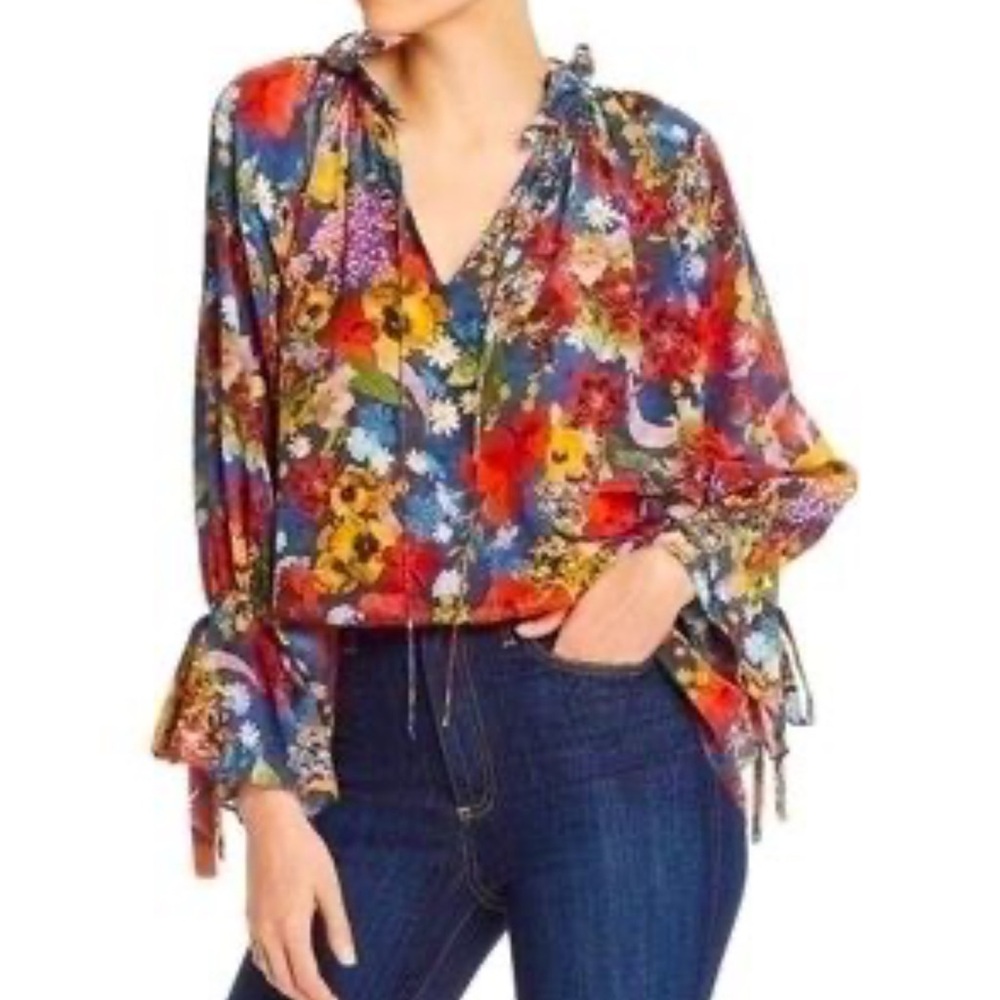 Alice + Olivia Julius Raglan Sleeve Floral Blouse